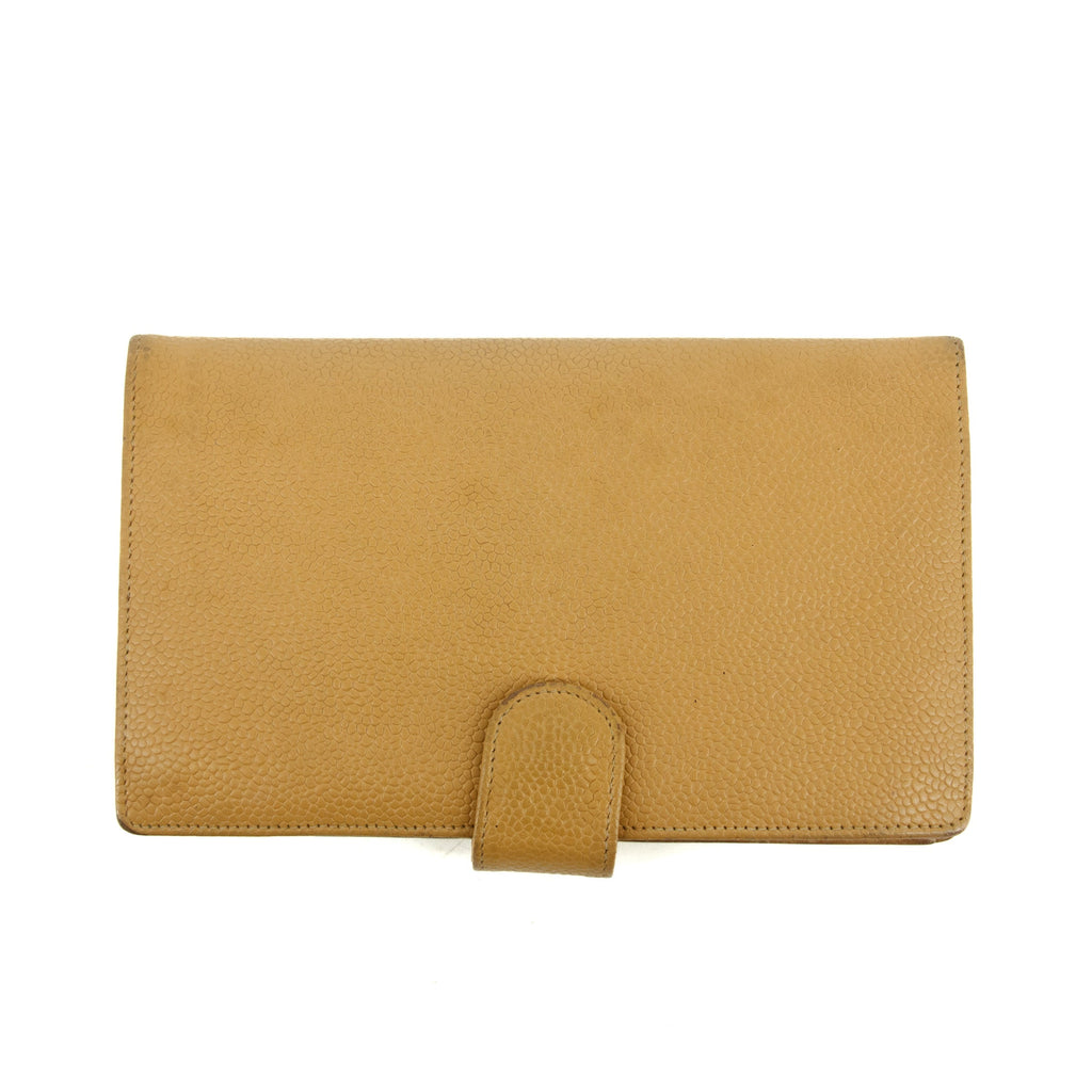 Chanel Caviar Skin Beige Long Bifold Wallet #3837