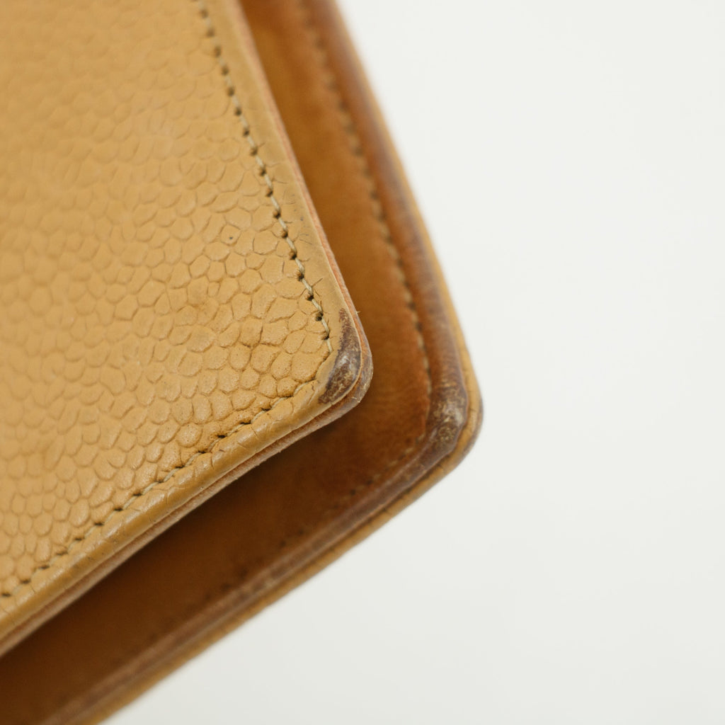Chanel Caviar Skin Beige Long Bifold Wallet #3837