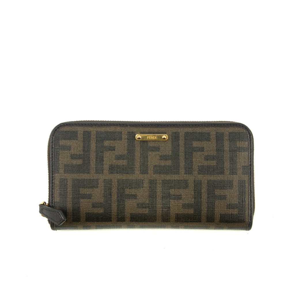 Fendi Brown Zucca Zippy Long Wallet #3855