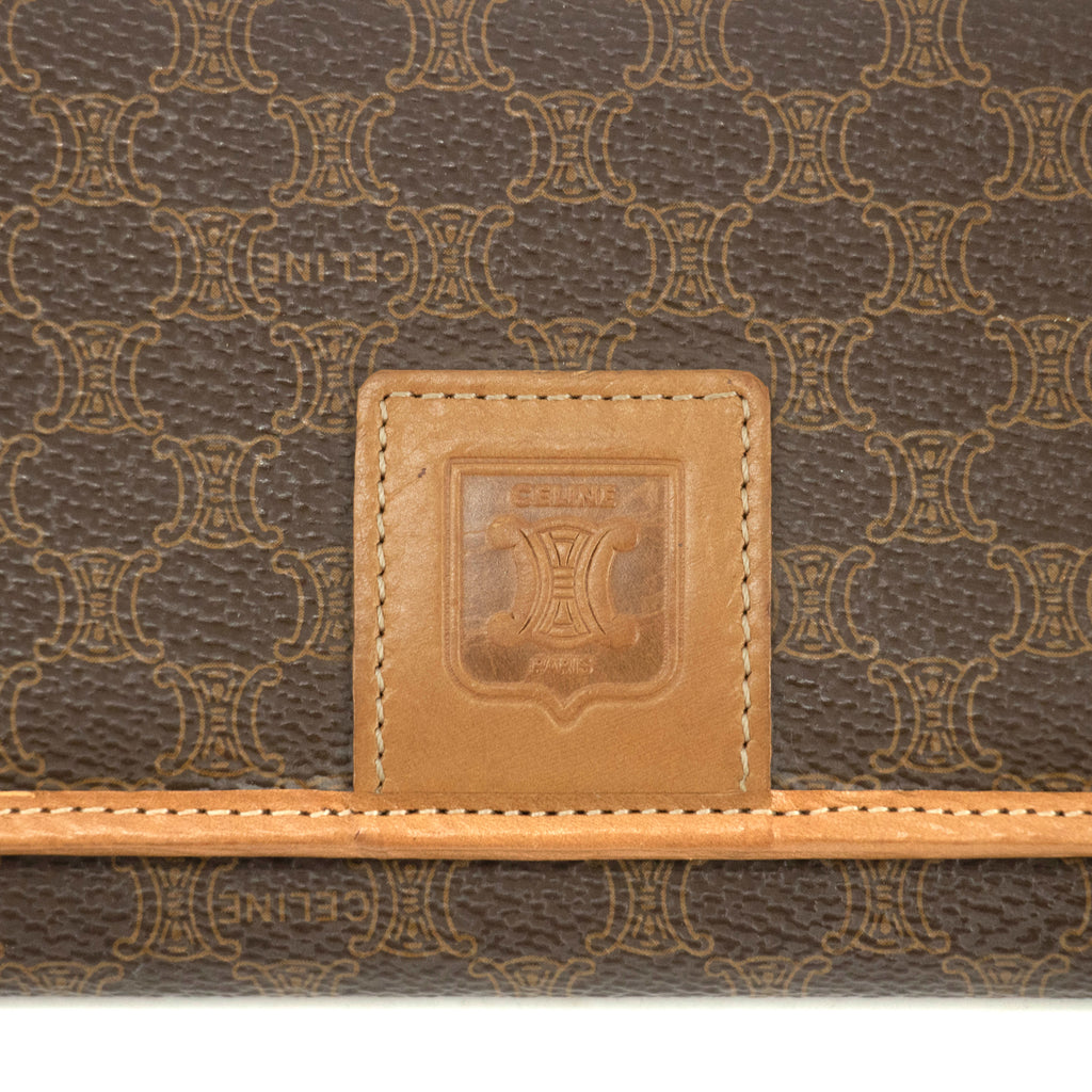 Celine Vintage Macadam Brown PVC Long Wallet #3865