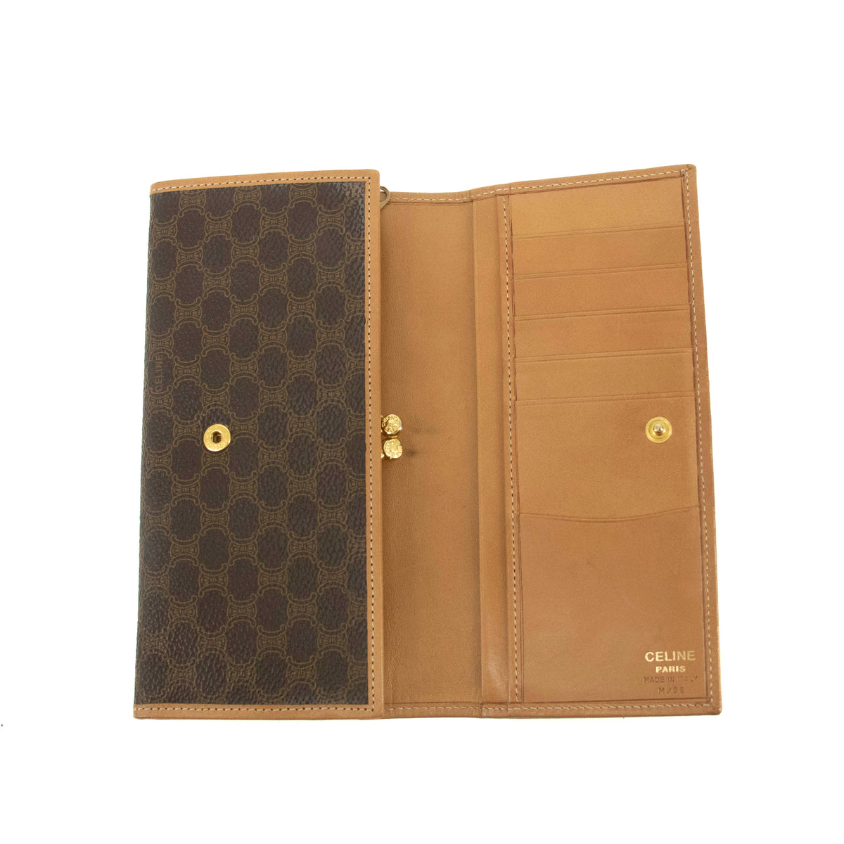 Celine Vintage Macadam Brown PVC Long Wallet #3865