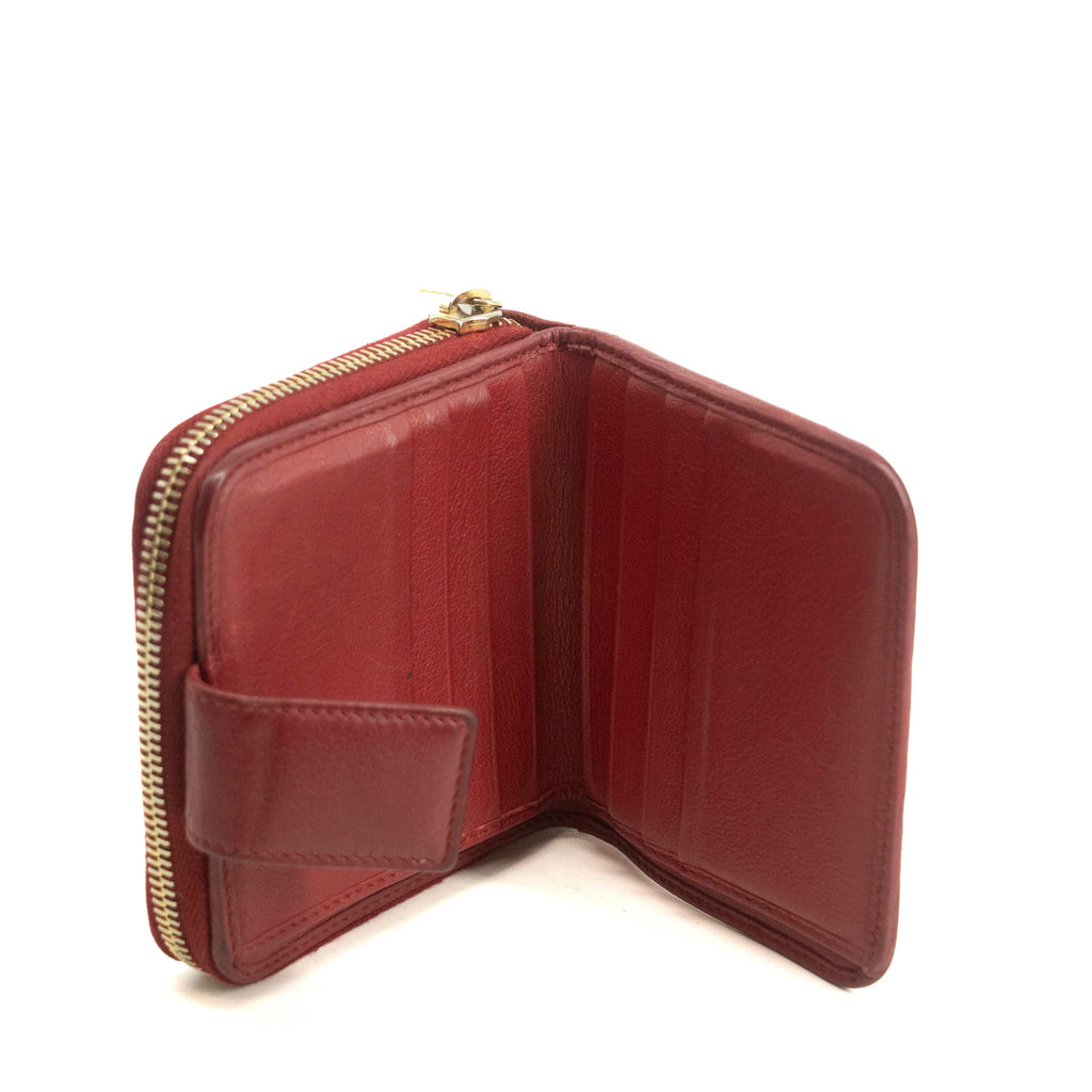 YSL Red Belle de Joie Compact Wallet #3915