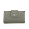 Prada Saffiano Leather Grey Metal Medium Wallet #3918