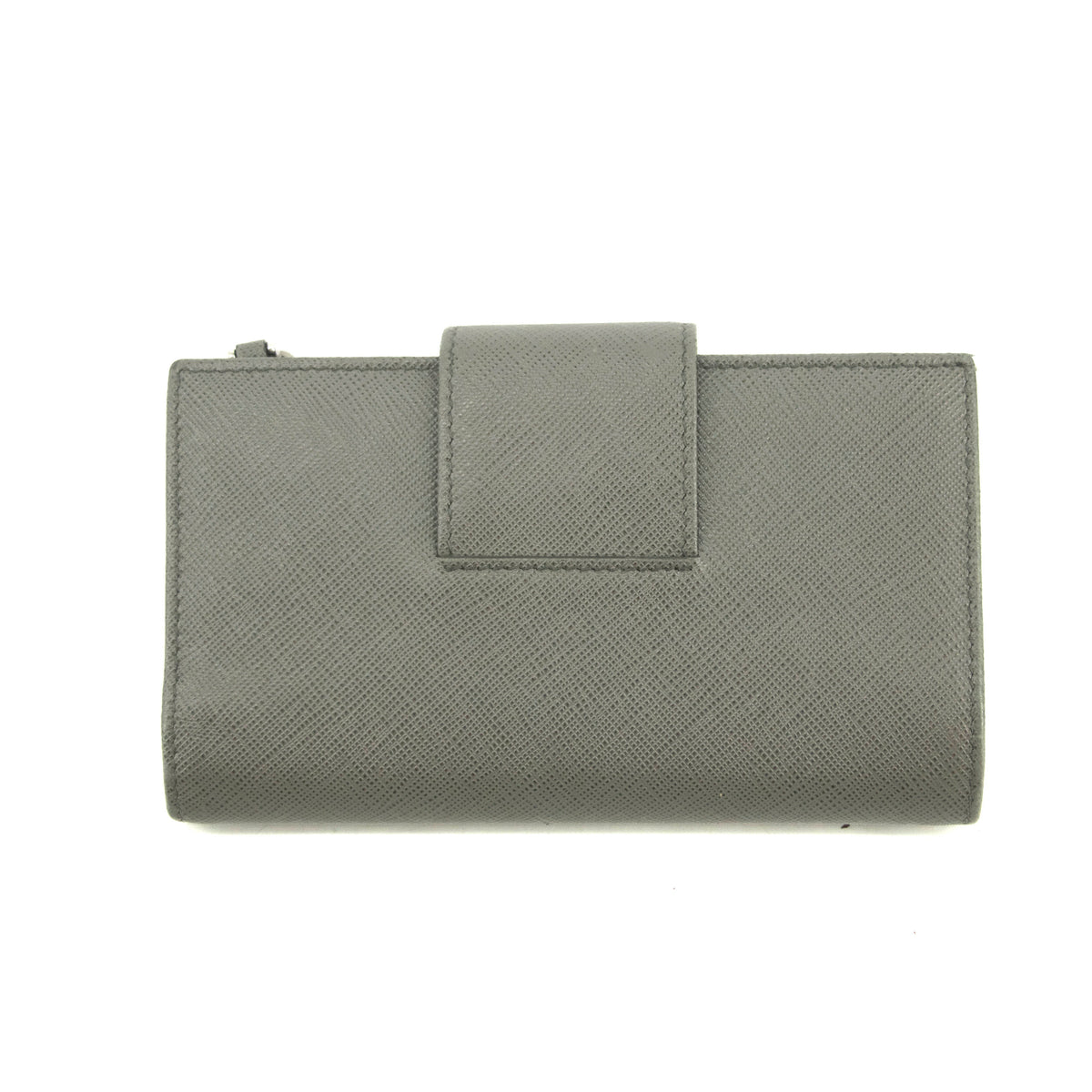 Prada Saffiano Leather Grey Metal Medium Wallet #3918