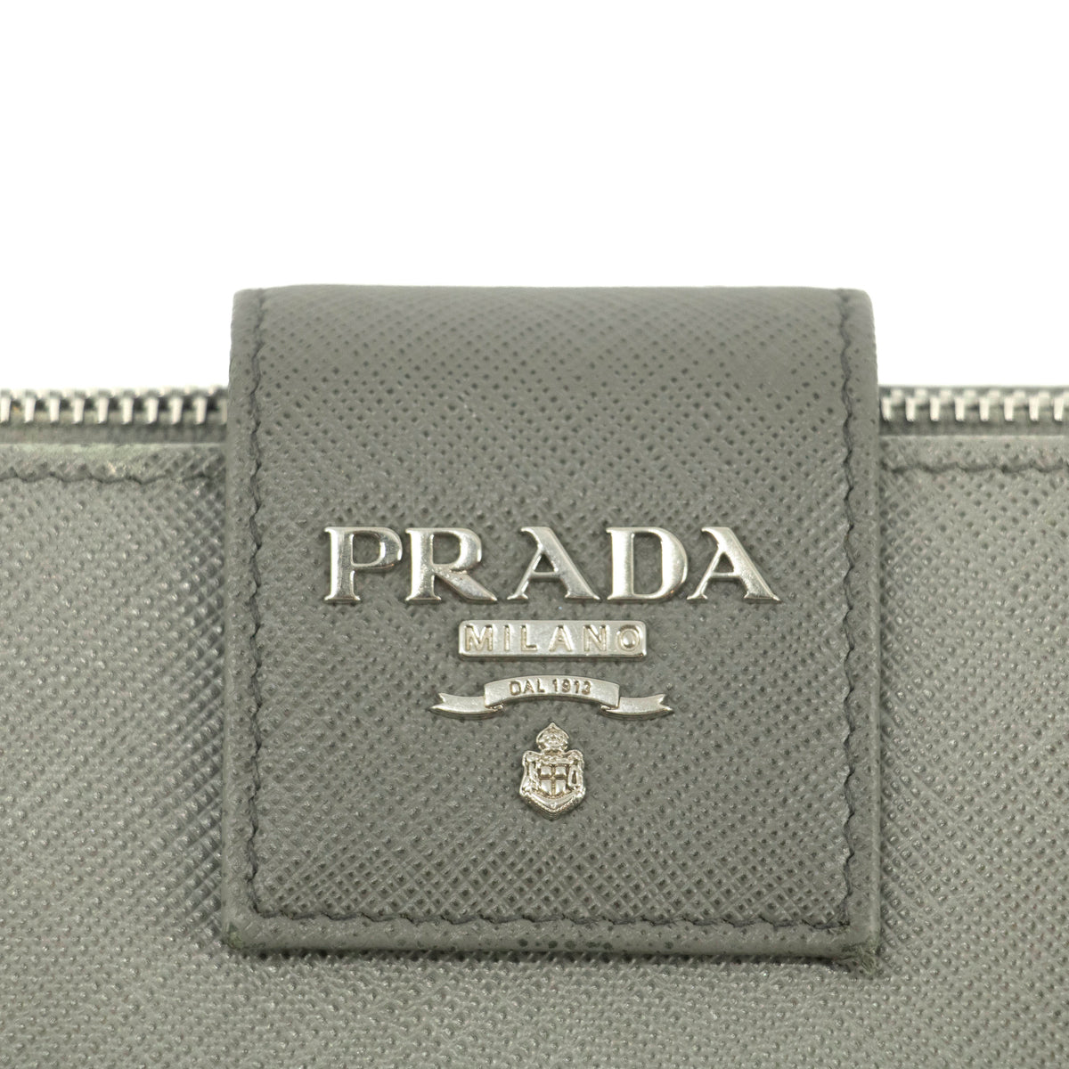 Prada Saffiano Leather Grey Metal Medium Wallet #3918