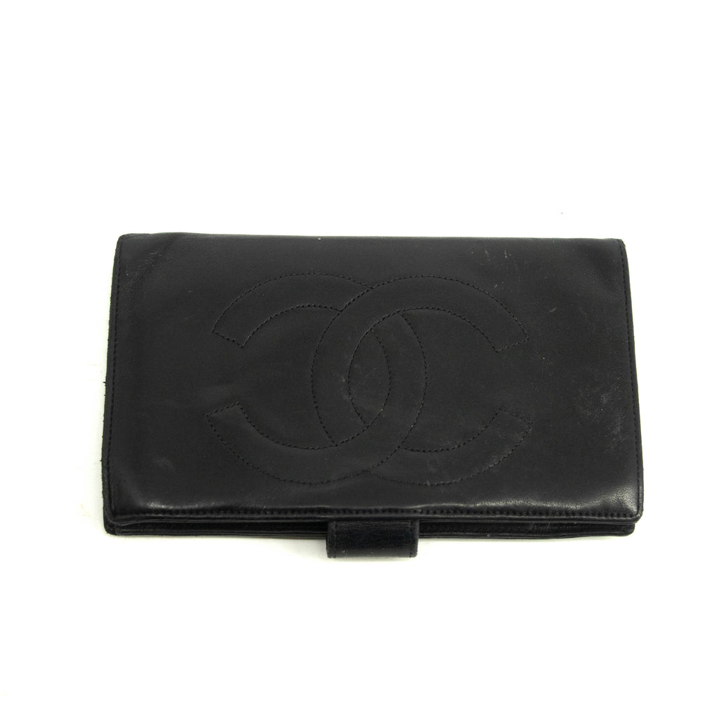 Chanel Black Lambskin Bifold Long Wallet #3925