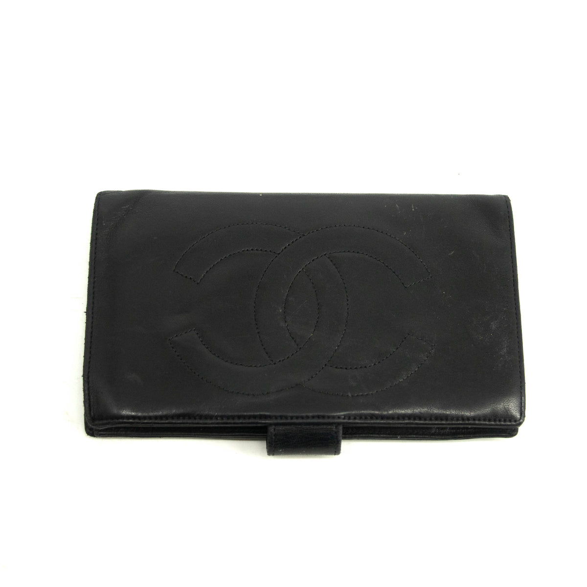 Chanel Black Lambskin Bifold Long Wallet #3925