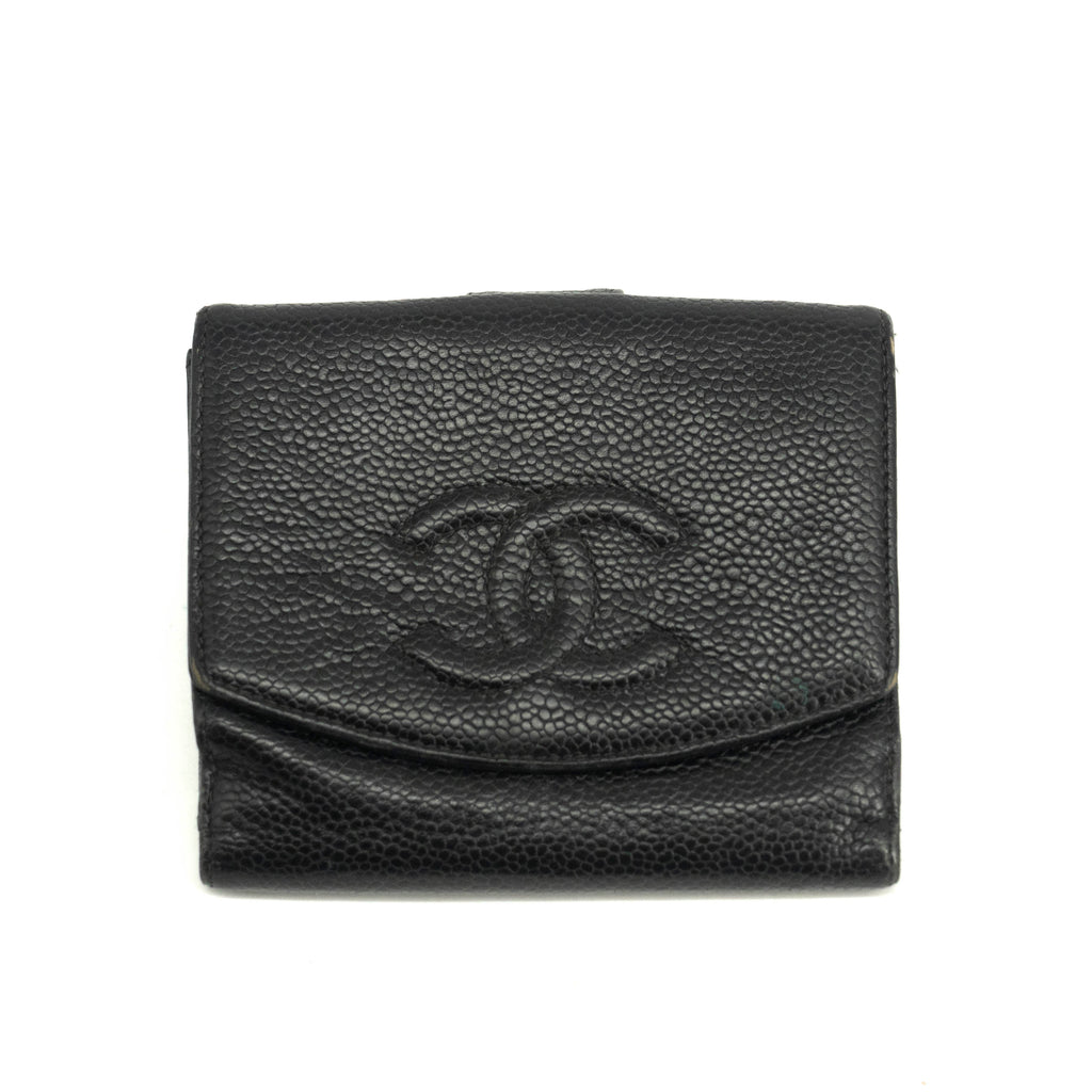 Chanel Caviar Skin Black Compact Wallet #3929