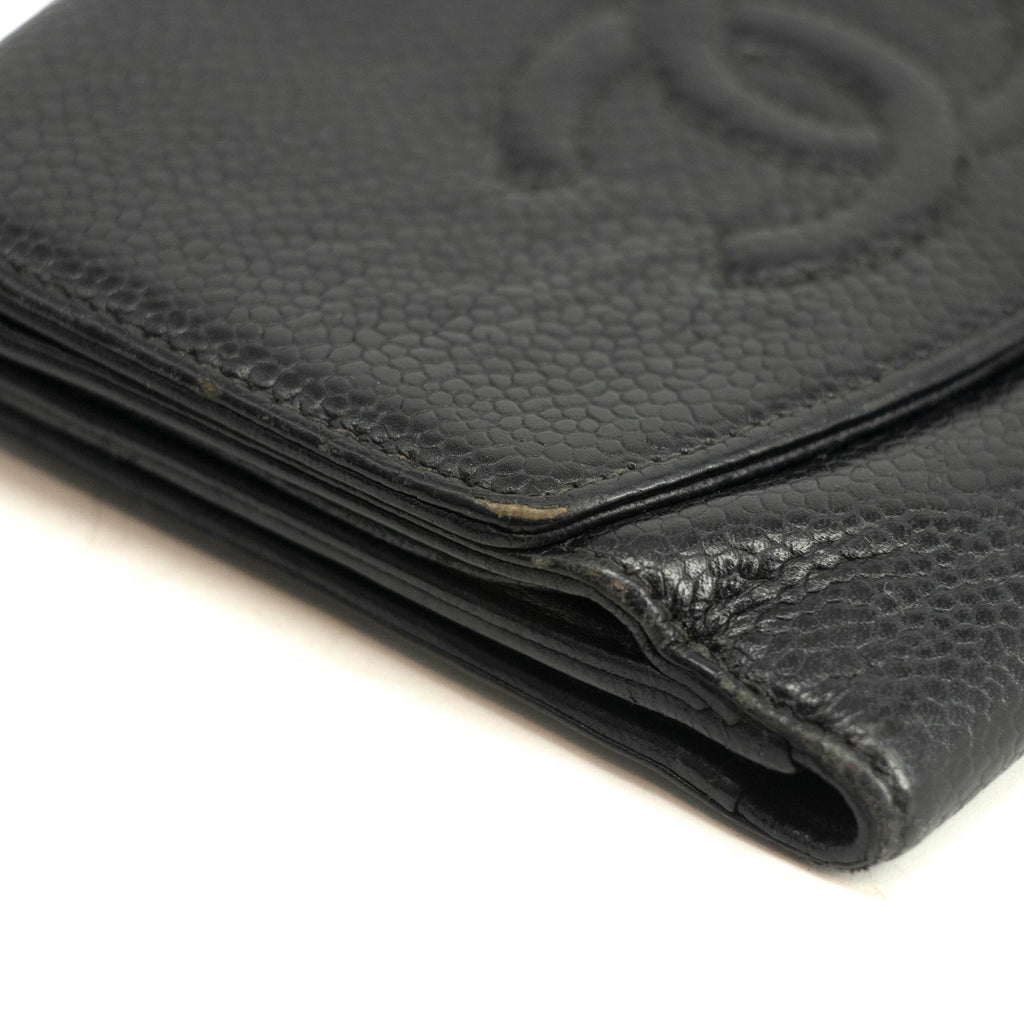 Chanel Caviar Skin Black Compact Wallet #3929