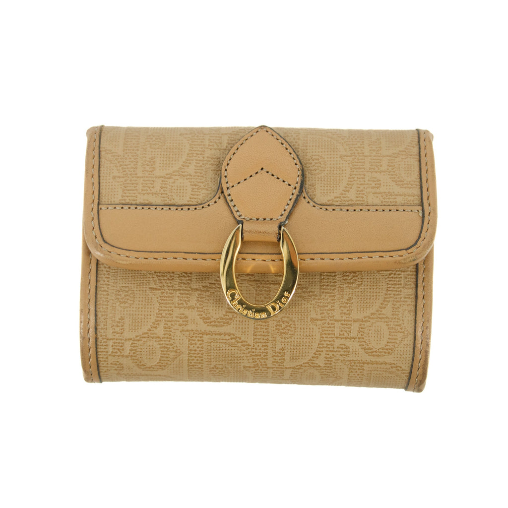 Christian Dior Vintage Tan Monogram Card and Coin Case #3961