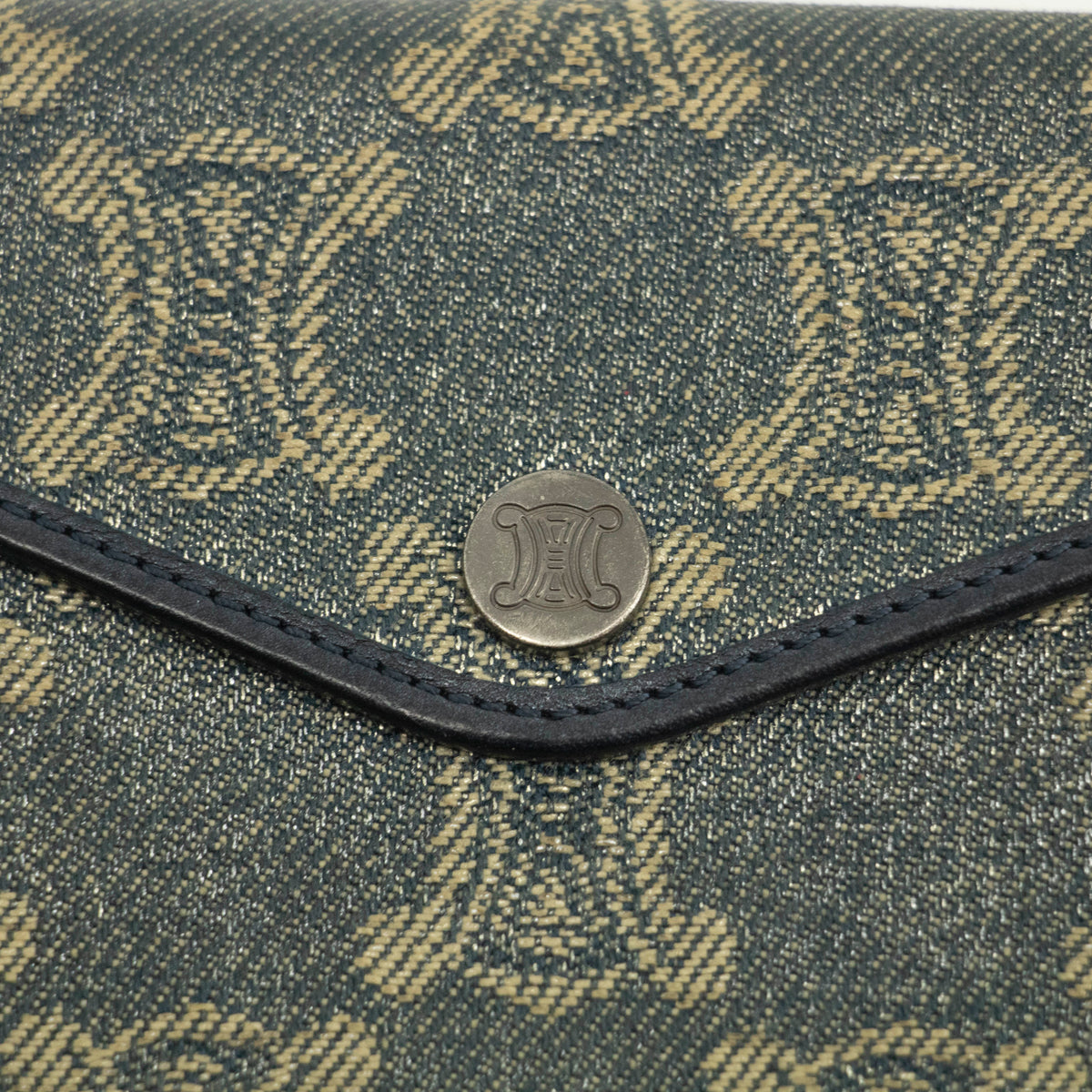 Celine Triomphe Canvas Blue and Grey Fine Strap Wallet #3962