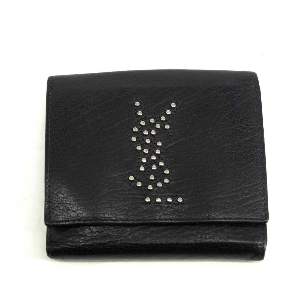 Yves Saint Laurent Black Rive Gauche Leather Compact Wallet #3963