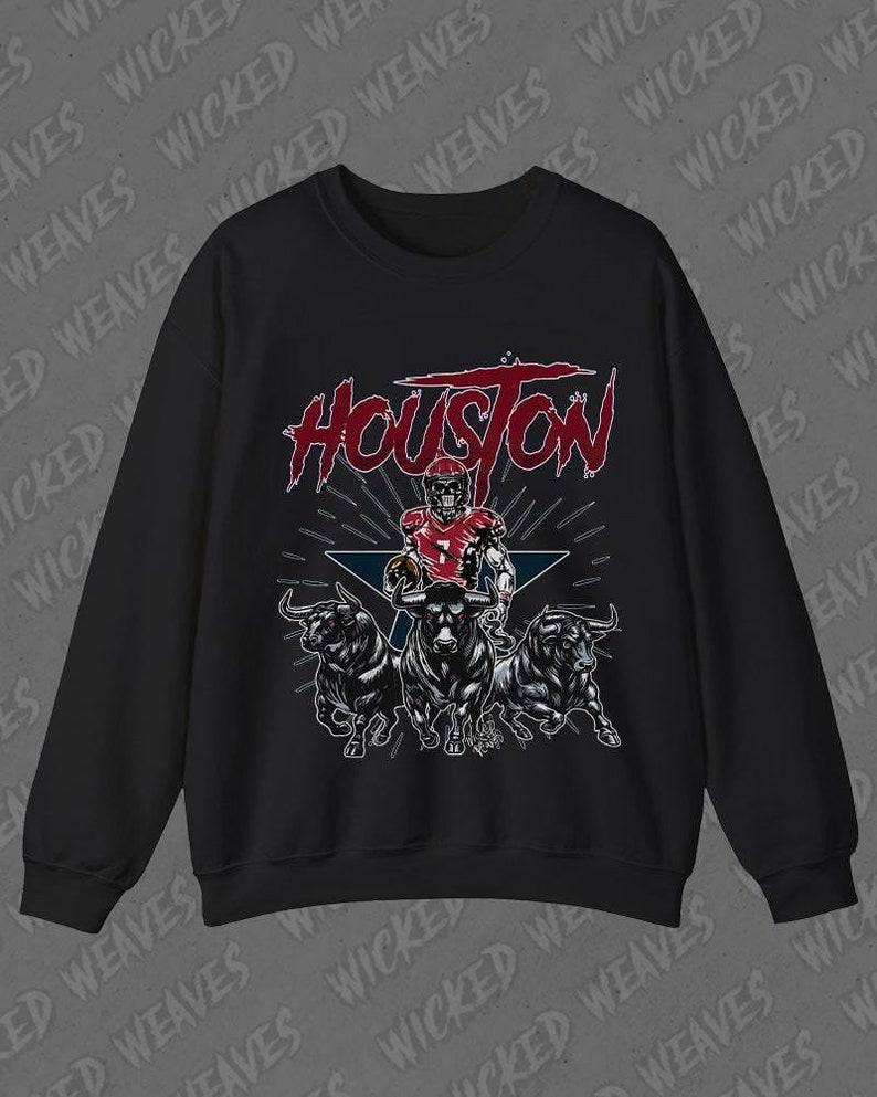 Houston Football Graphic Vintage Skeleton Sweatshirt