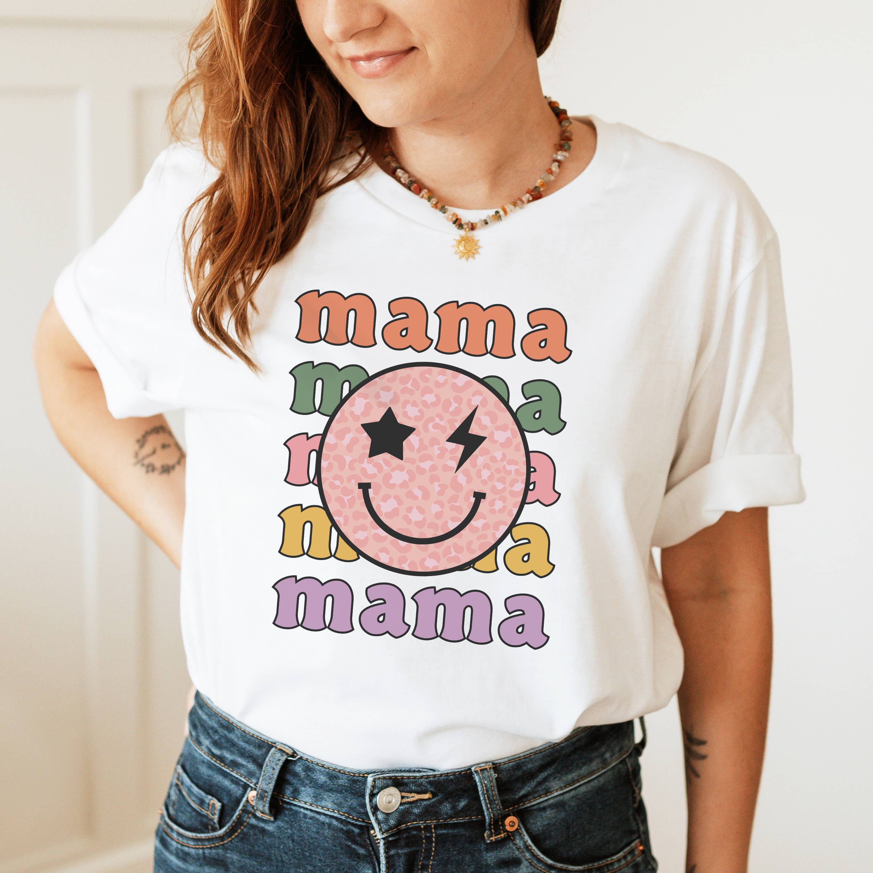 Mama Smiley Face Tee | Sizes XS-2XL