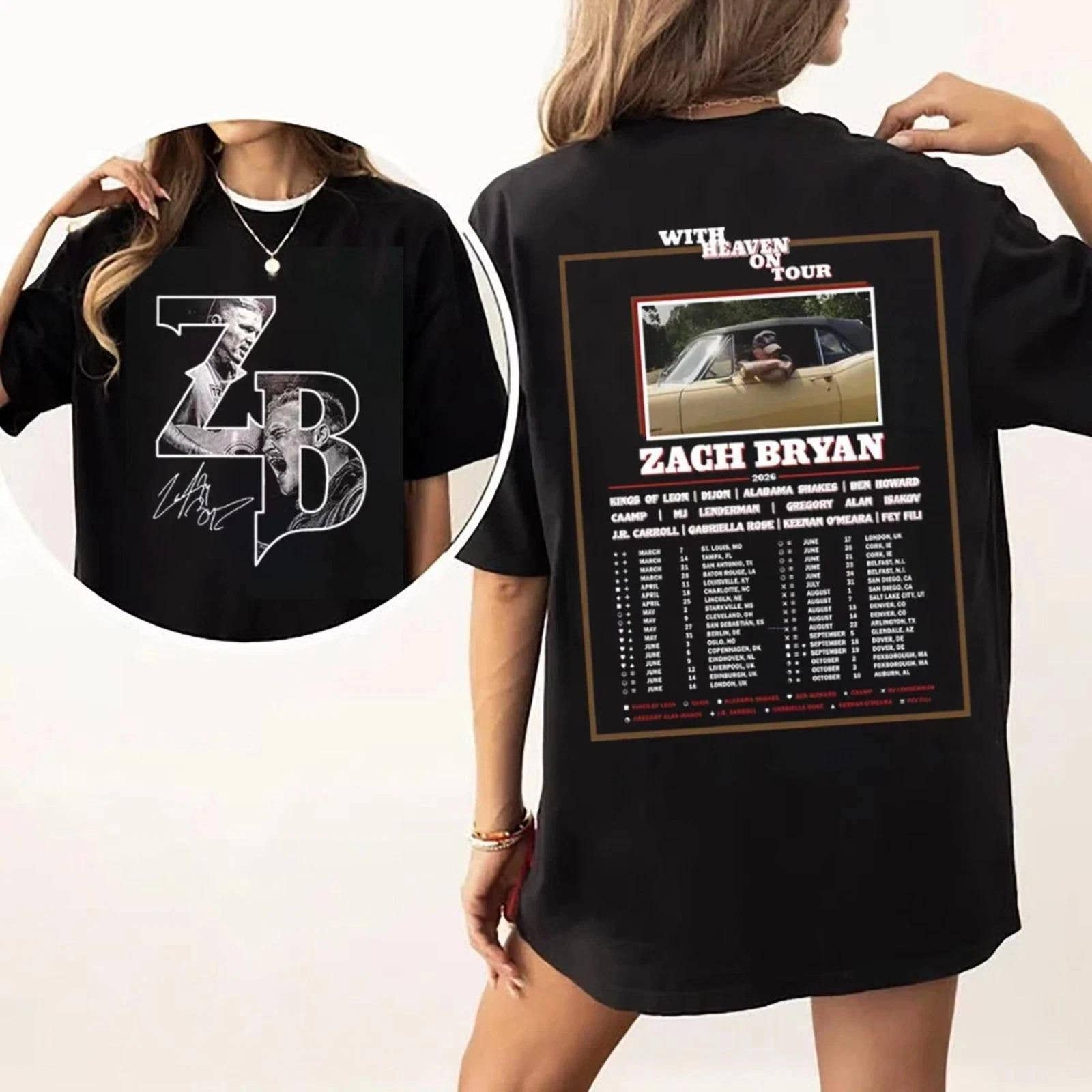 Zach Bryan Tour T-Shirt, Unisex Fit, Front & Back Print