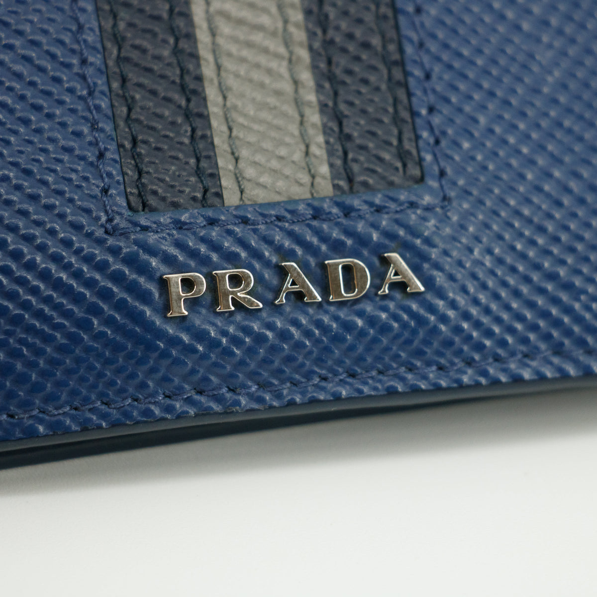 Prada Saffiano Leather Blue Mens Bifold Wallet #4721