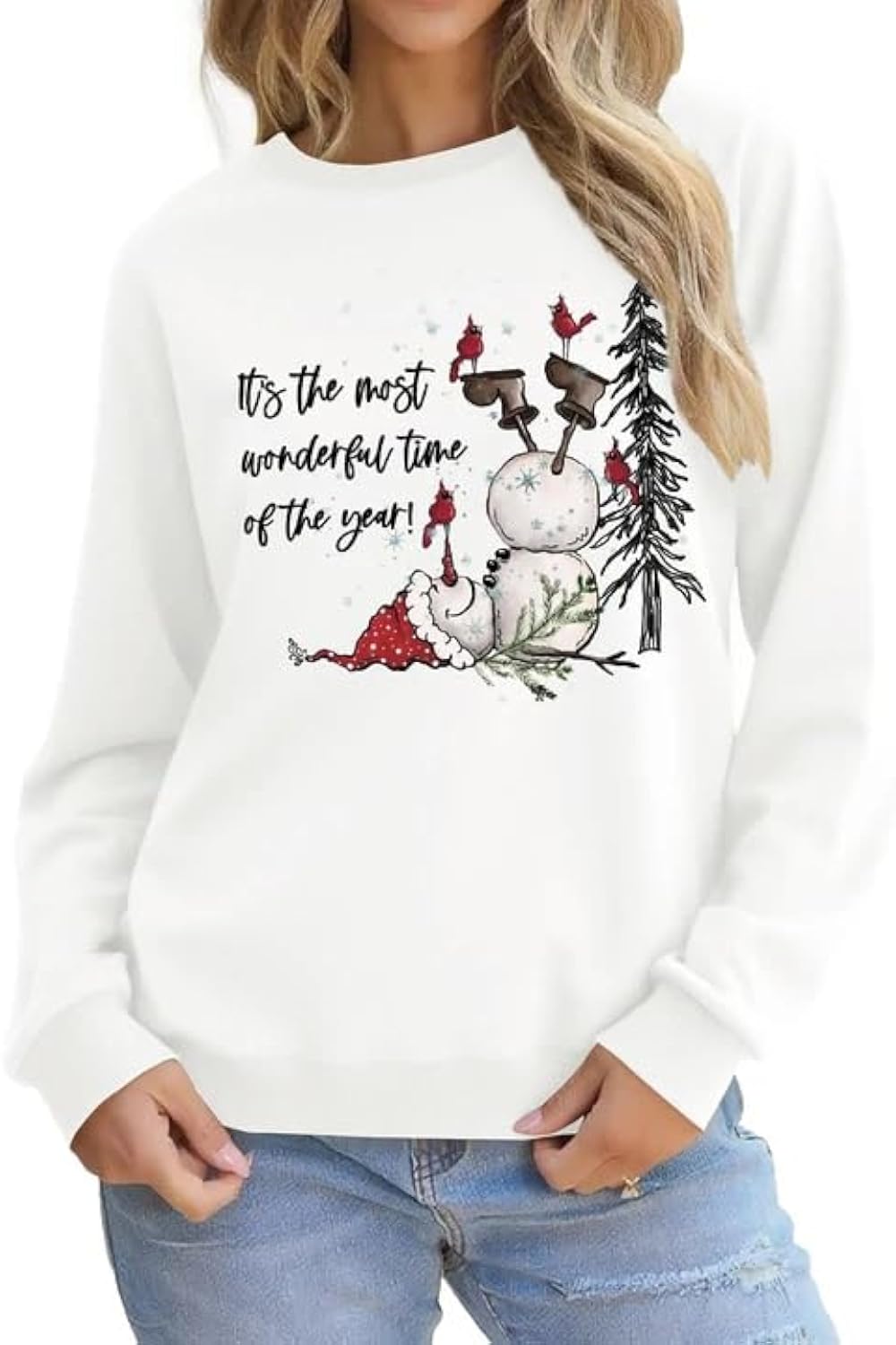 Christmas Sweatshirts for Women Xmas Holiday Cute Graphic Pullovers