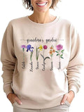 Personalized Birth Month Birth Flower Sweatshirt, Custom Grandma Shirt With Grandkids Name, Custom Kid Names