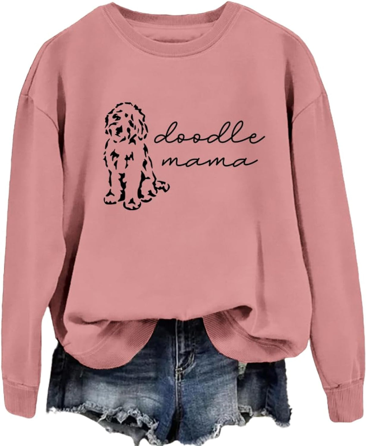 Dog Mom Sweatshirt Women Doodle Mama Pet Dog Lovers Graphic Pullover Tops