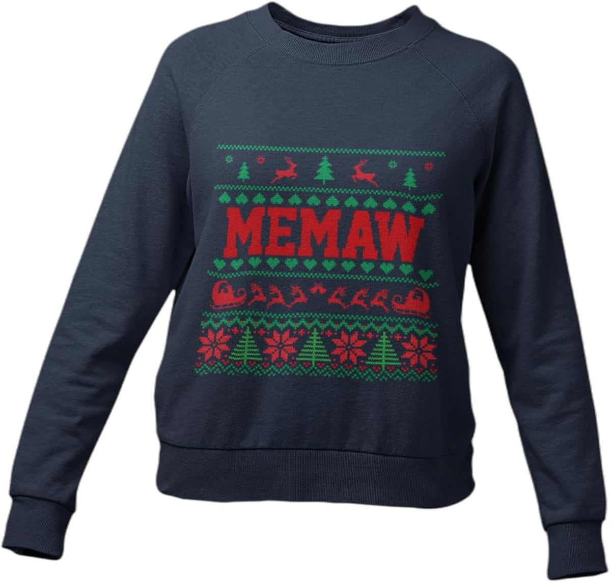 Memaw Women Christmas Sweatshirt Ugly Sweater Print, Gift for Grandma
