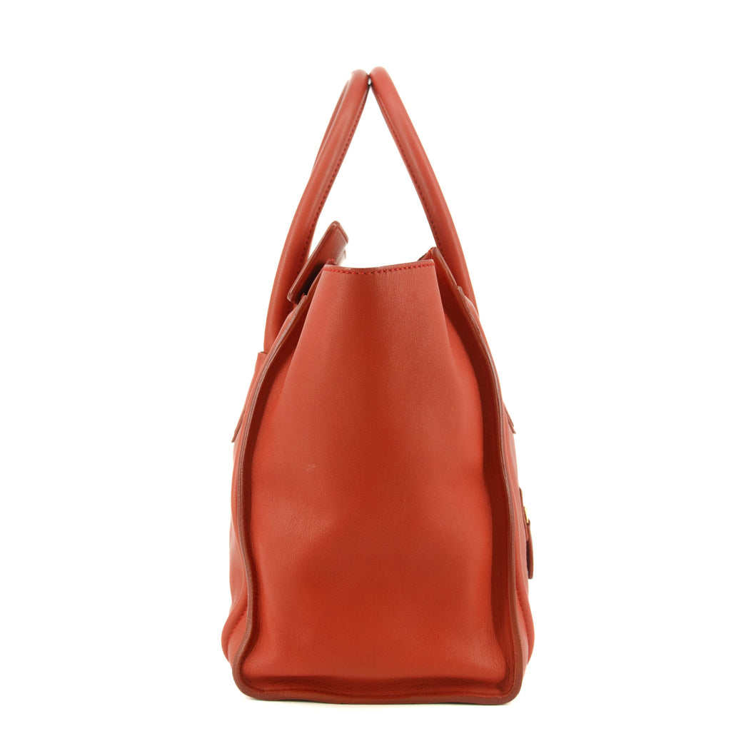 Celine Leather Red Luggage Micro Tote #5235