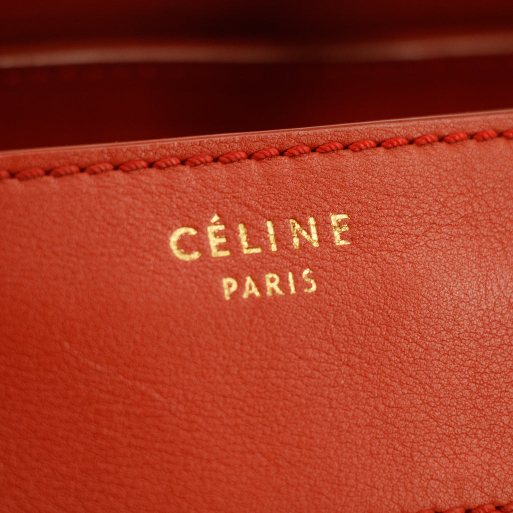 Celine Leather Red Luggage Micro Tote #5235