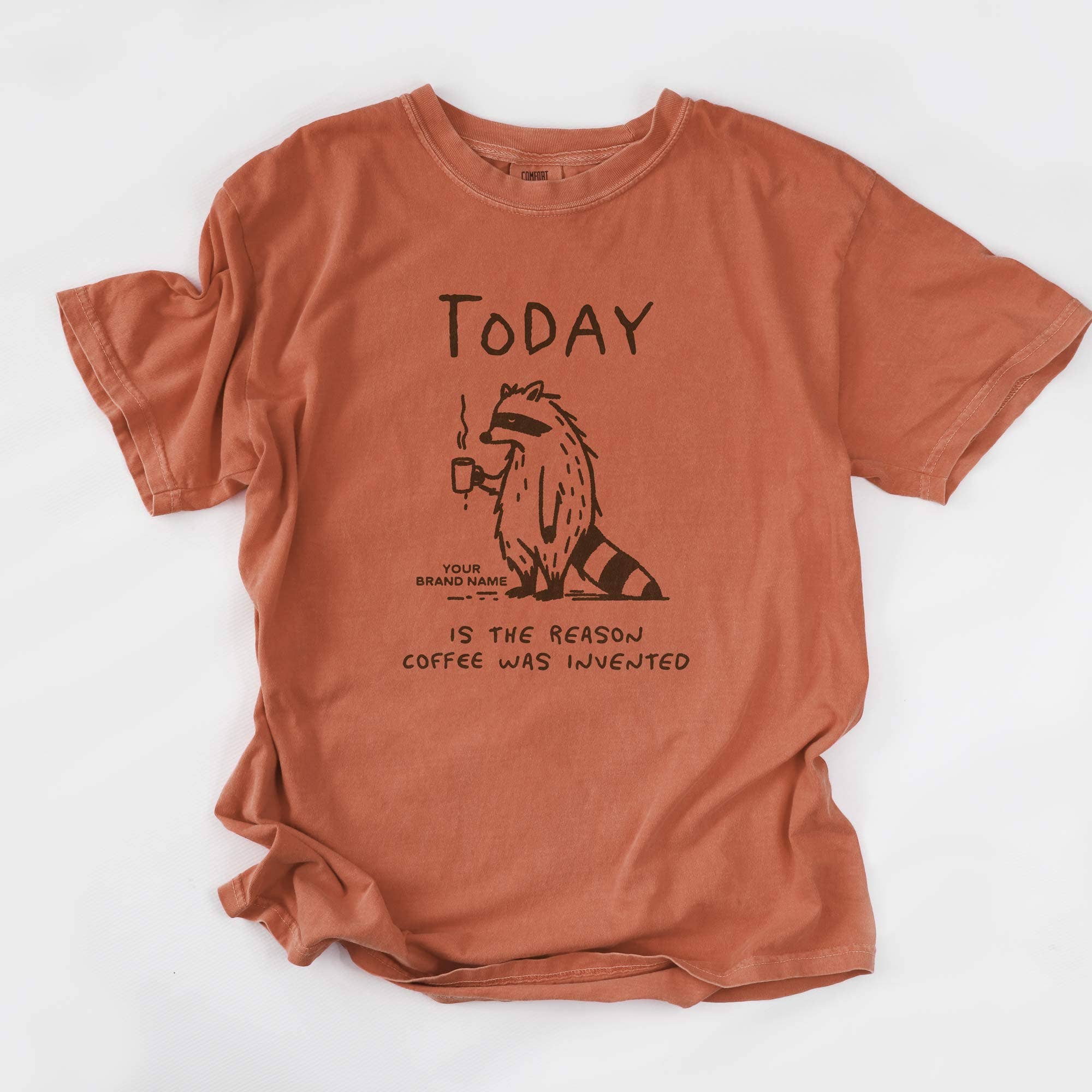 Coffee Raccoon Tee - Personalized Brand Name