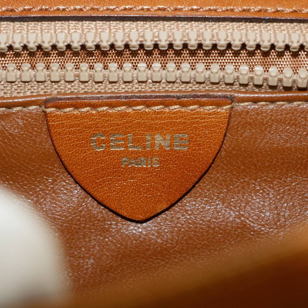 Celine Circle Logo Brown Leather 2 Way Clutch #5749