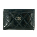 Chanel Quilted Patent Leaher Black Card Case #5869