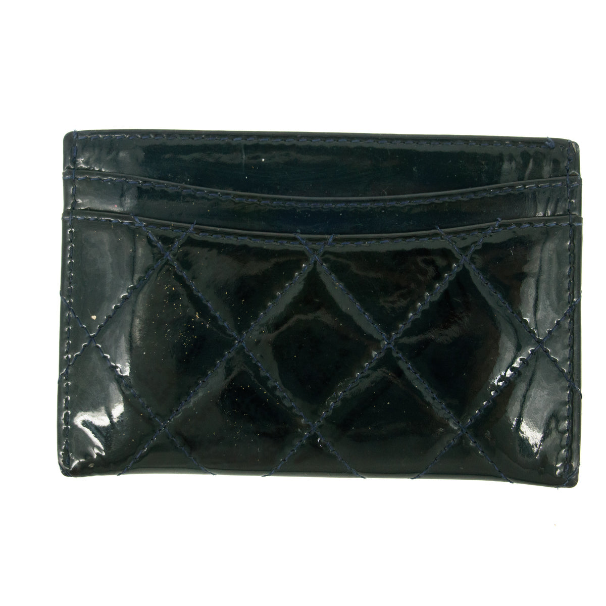 Chanel Quilted Patent Leaher Black Card Case #5869