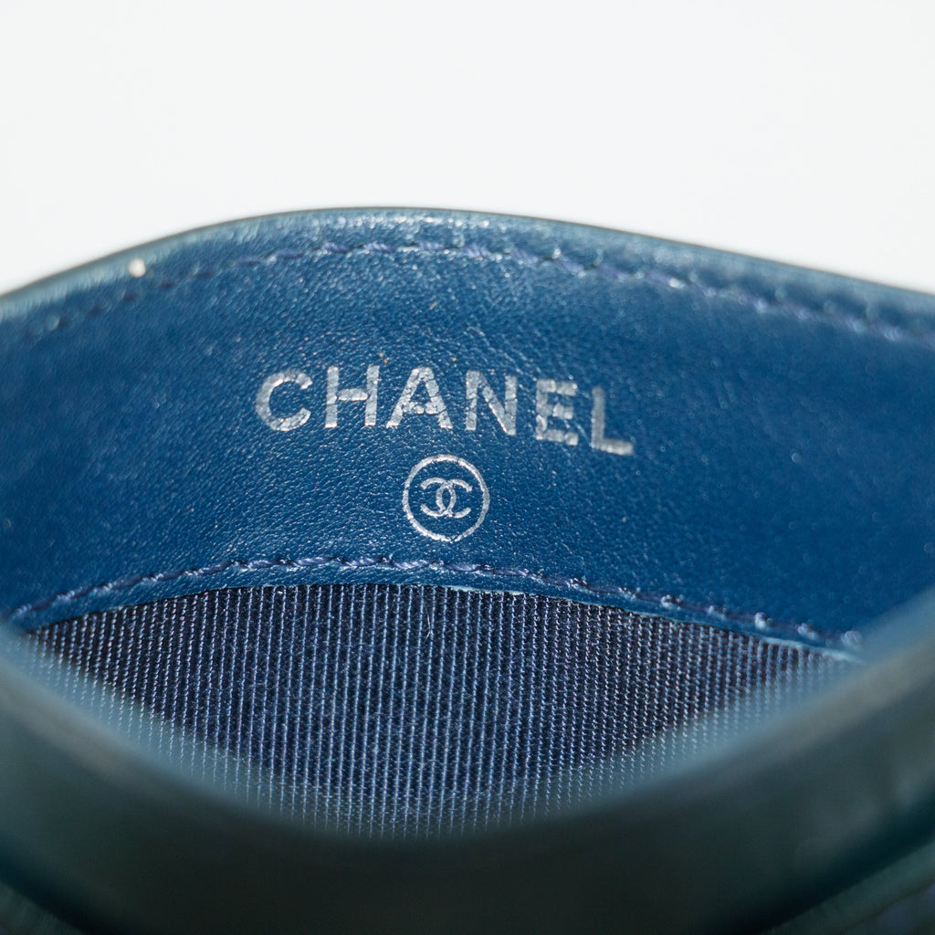 Chanel Quilted Patent Leaher Black Card Case #5869