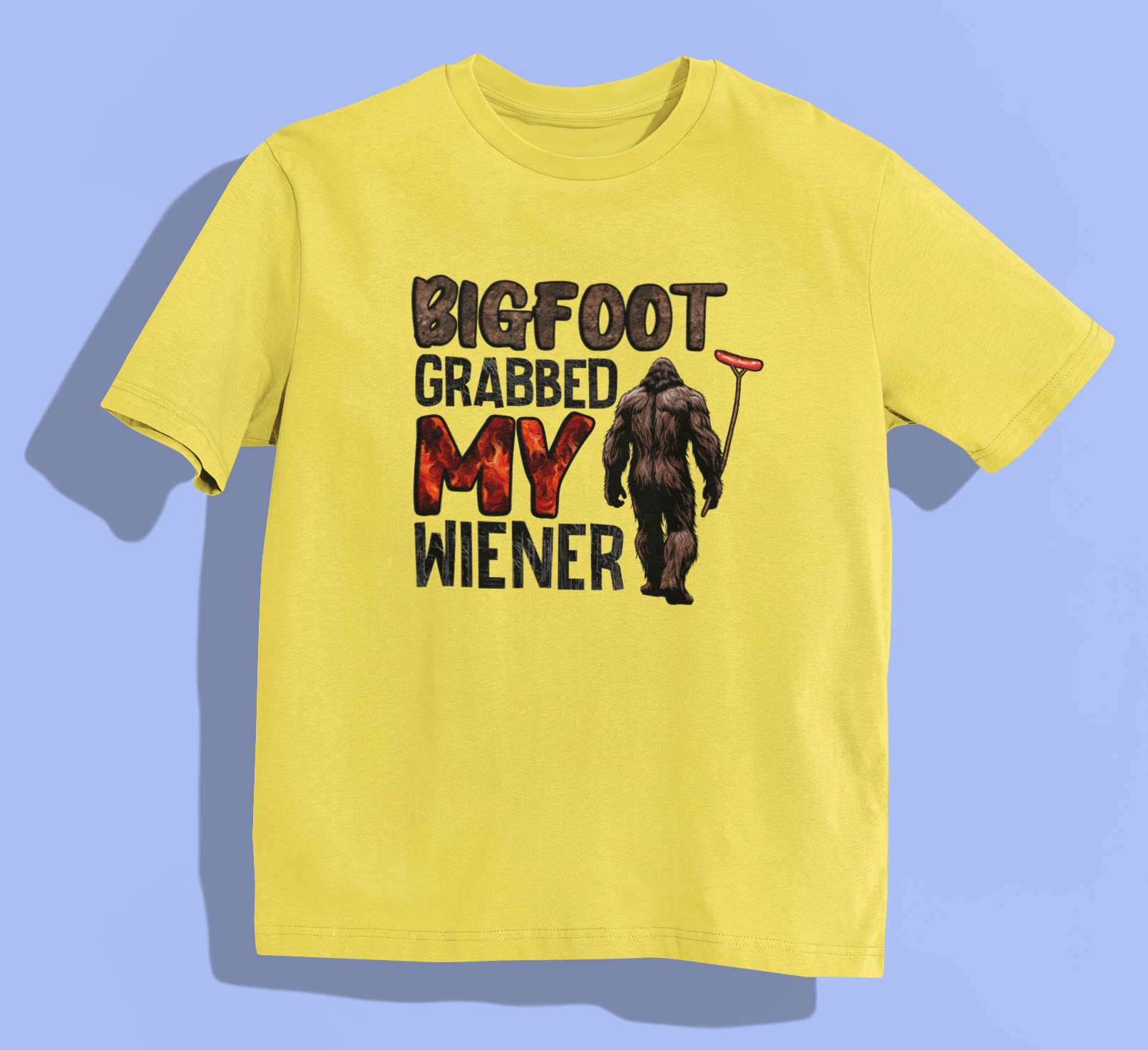 Bigfoot Grabbed My Wiener T-Shirt (Yellow)