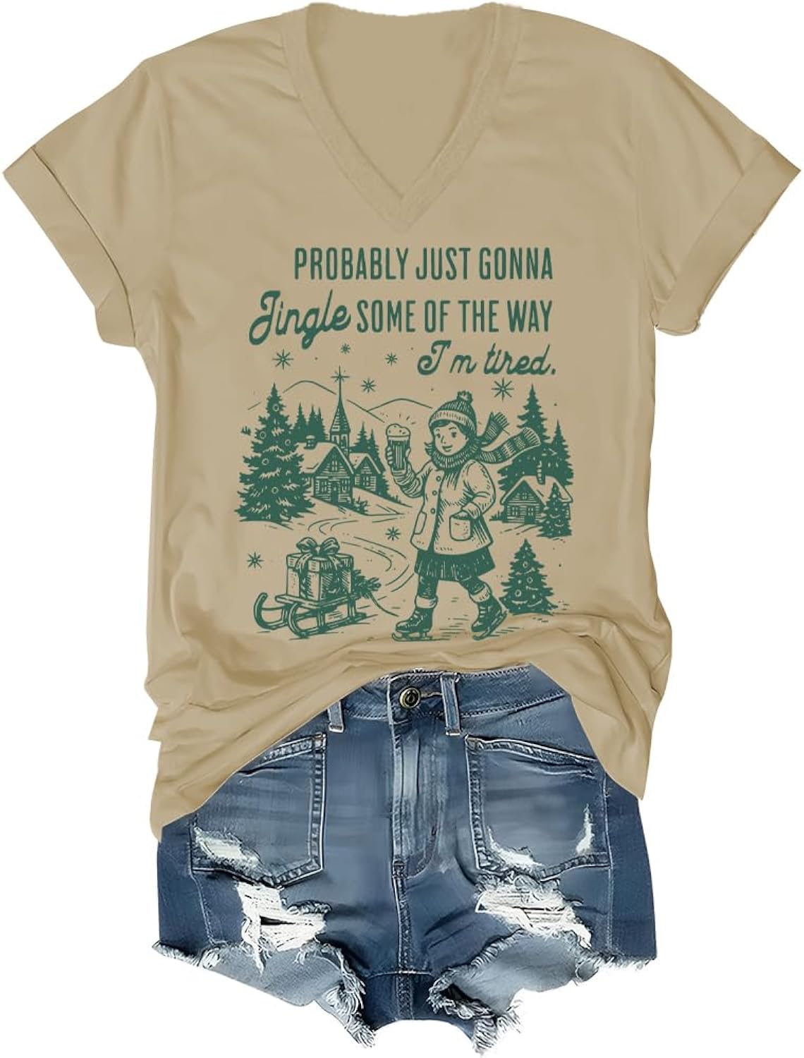 Probably Just Going to Jingle Some of The Way I'm Tired Shirt Jingle Tired Christmas Tshirt for Women Men