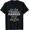 Our First Christmas Married 2027 Newlyweds Matching Couple T-Shirt