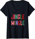 Womens Jingle Mingle Festive Christmas Spirit V-Neck T-Shirt