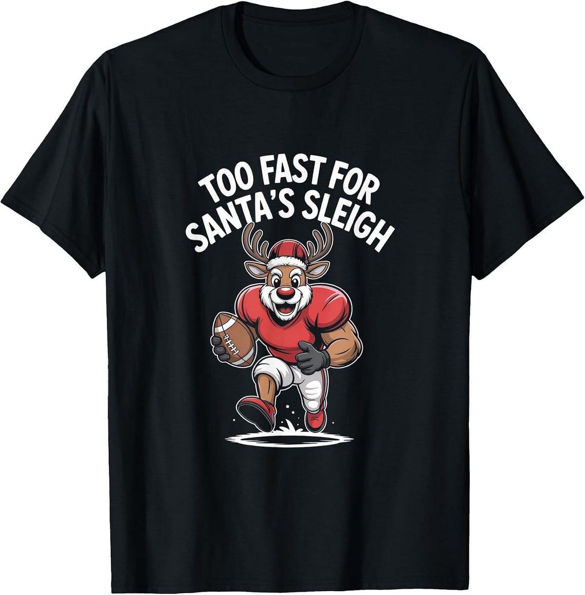 Funny Reindeer Football Linebacker Christmas Art T-Shirt