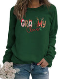 Grammy Claus Christmas Sweatshirt Womens Christmas Grandma Graphic Long Sleeve Shirts Gigi Nana Xmas Pullover Tops