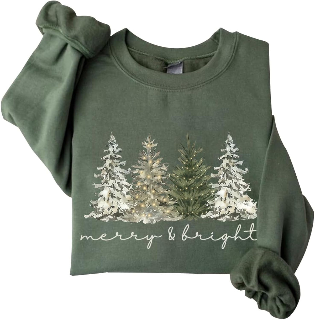 Merry Bright Trees Sweatshirt Vintage Christmas Sweatshirt For Women