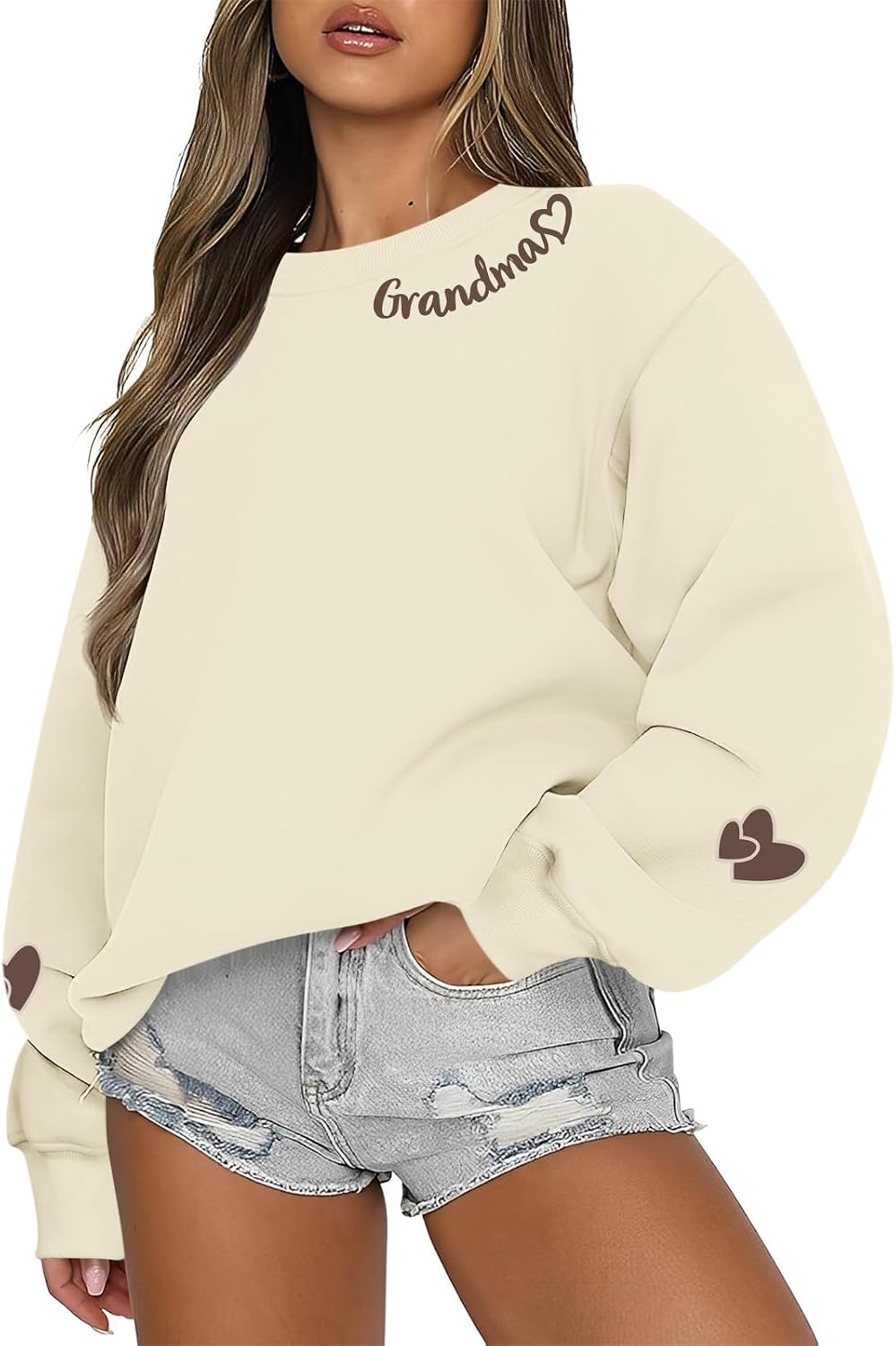Grandma Gigi Sweatshirts for Women Grandmother Nana Granny Sweatshirt Heart Long Sleeve Shirts Gift Crewneck Pullover