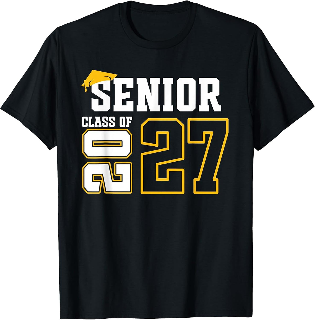Class of 2027 Senior 27 High School Graduation Black Gold T-Shirt