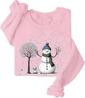 Christmas Snowman Sweatshirt - Funny Snowman Xmas Sweatshirt in Pink