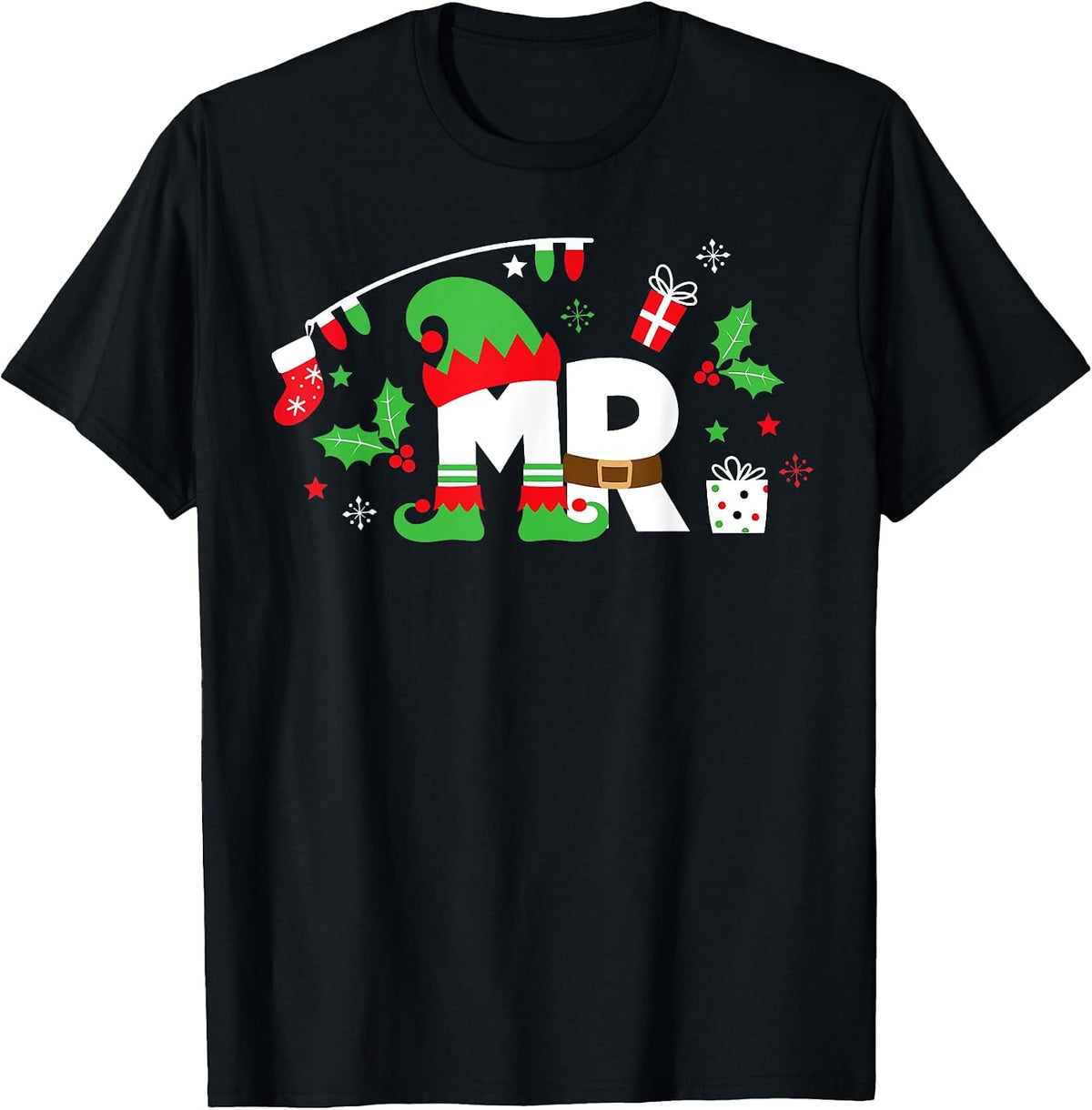 Mr And Mrs Elf Couple Matching Christmas His And Her T-Shirt