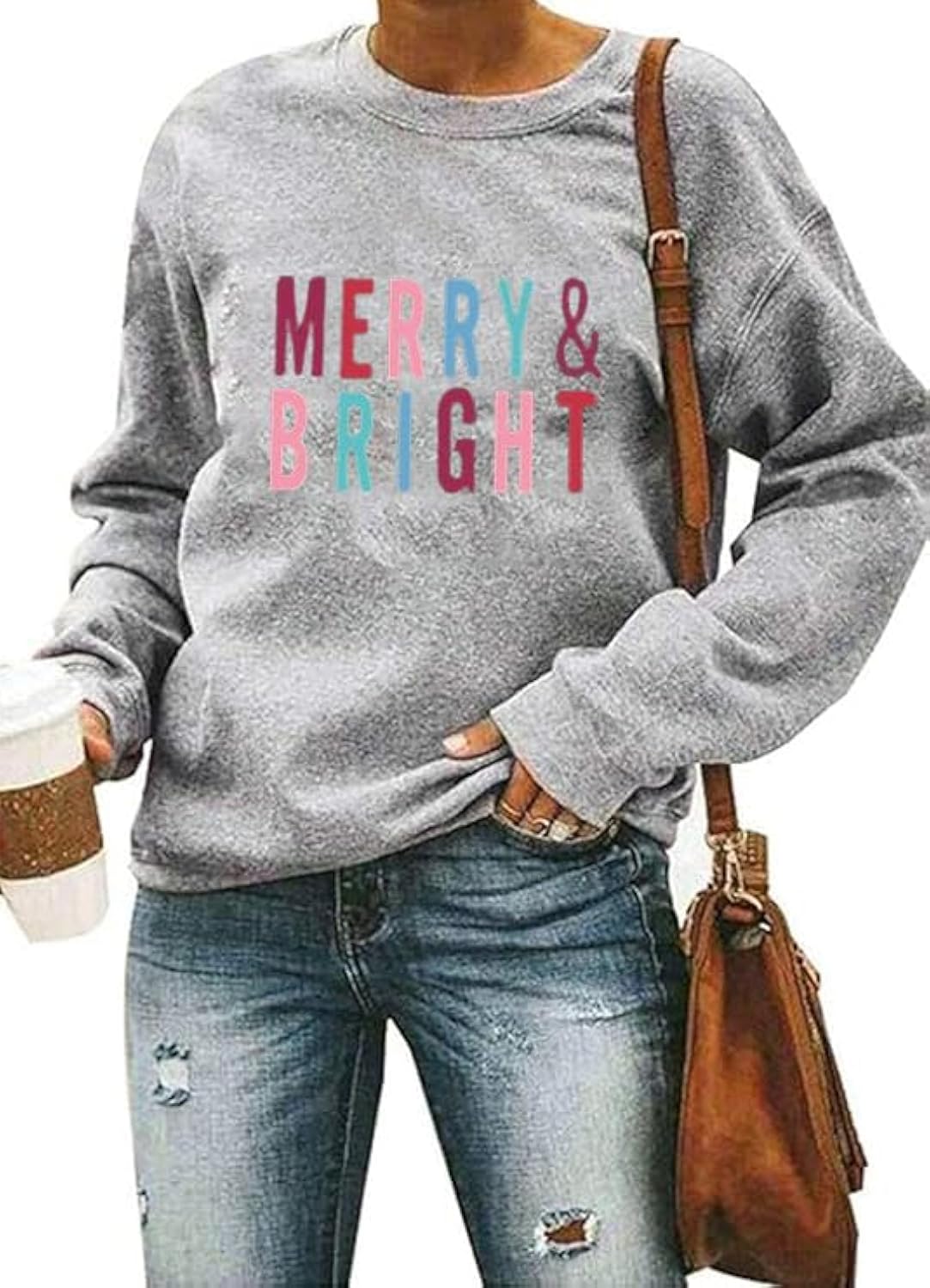 Merry Christmas Shirts for Women Merry and Bright Sweatshirts Xmas Tree Gnomes Graphic Tee Winter Snowman Fleece Top