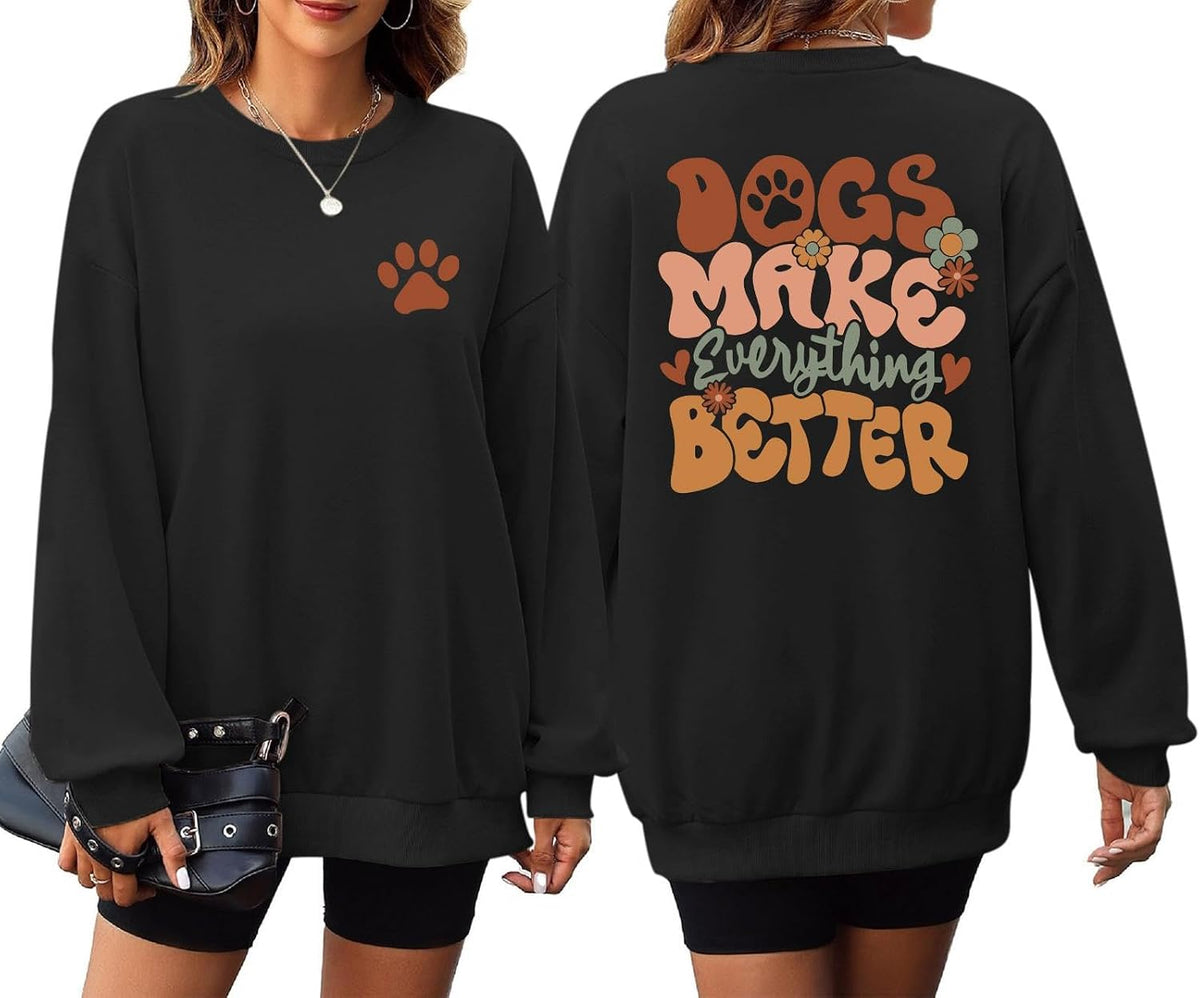 Dog Mom Sweatshirt Cute Paw Print Mama Sweatshirts for Women Lover Gifts Funny Long Sleeve Shirts Graphic Pullover