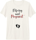 Merry and Pregnant Christmas Pregnancy Announcement Xmas Premium Tri-Blend T-Shirt