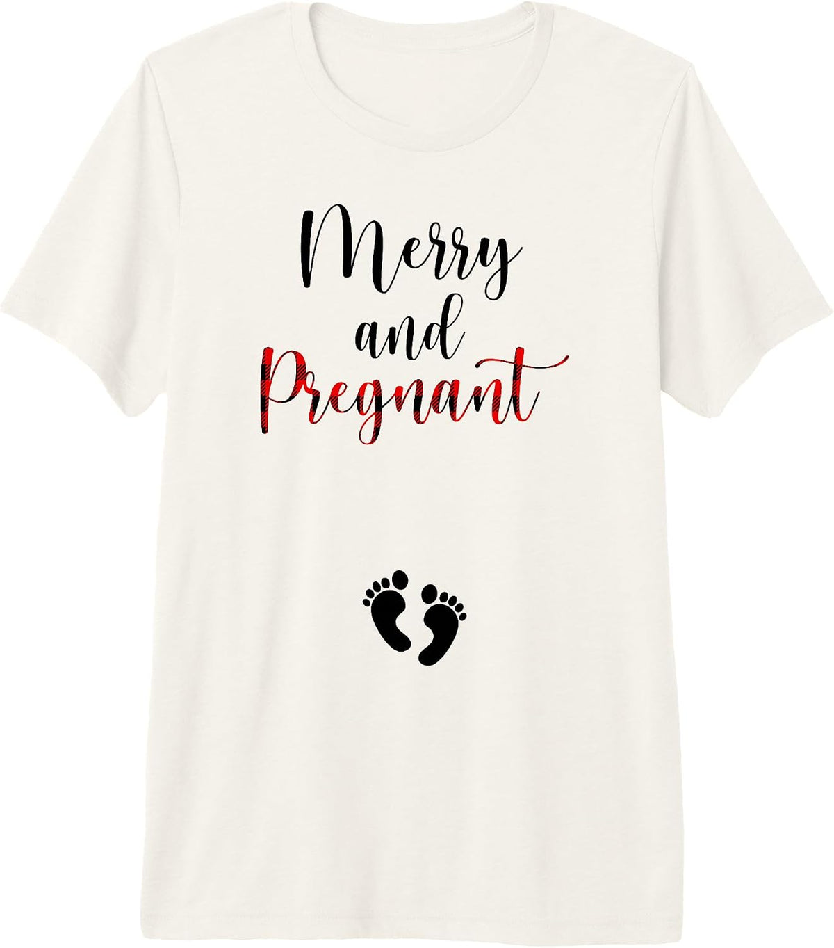 Merry and Pregnant Christmas Pregnancy Announcement Xmas Premium Tri-Blend T-Shirt