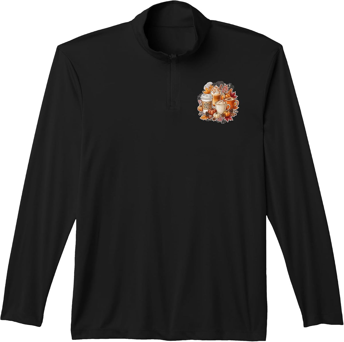 Hello Fall Pumpkin Spice Latte Coffee Autumn Season Performance Quarter-Zip Top