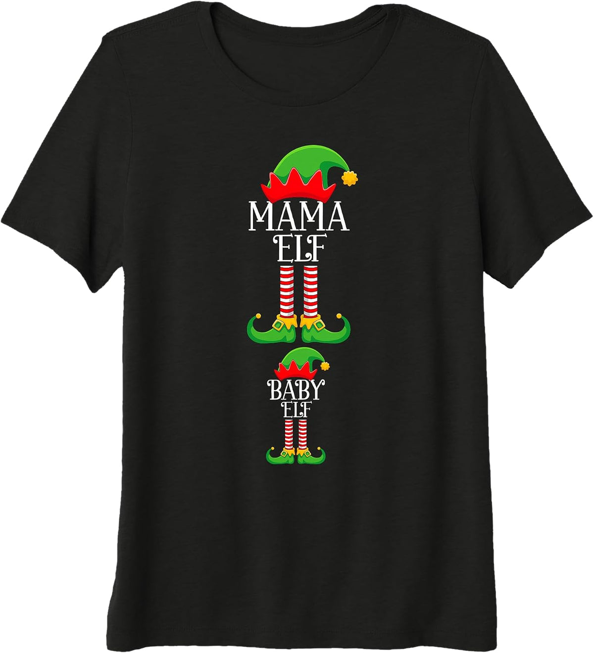 Womens Mama Elf Christmas Pregnancy Announcement Pregnant Elf Xmas Premium Tri-Blend T-Shirt