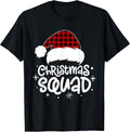 Christmas Squad Red Plaid Santa Hat T-Shirt