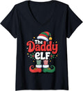 Womens The Daddy Elf Fun Holiday Outfit for Christmas Loving Dads V-Neck T-Shirt
